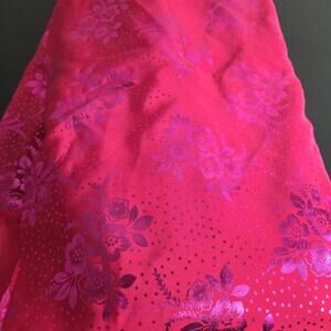 Hawaiian Polynesian Fabric Pink Geometric Floral Reflective Holo Pattern 3 Yards